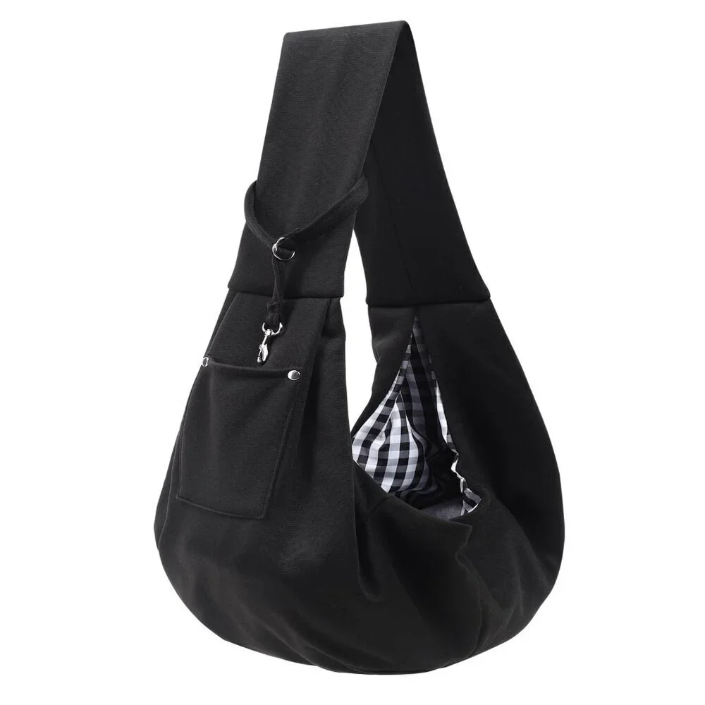 Reversible Pet Carrier Sling Hand-Free Travel Safety Harness Storage Pocket